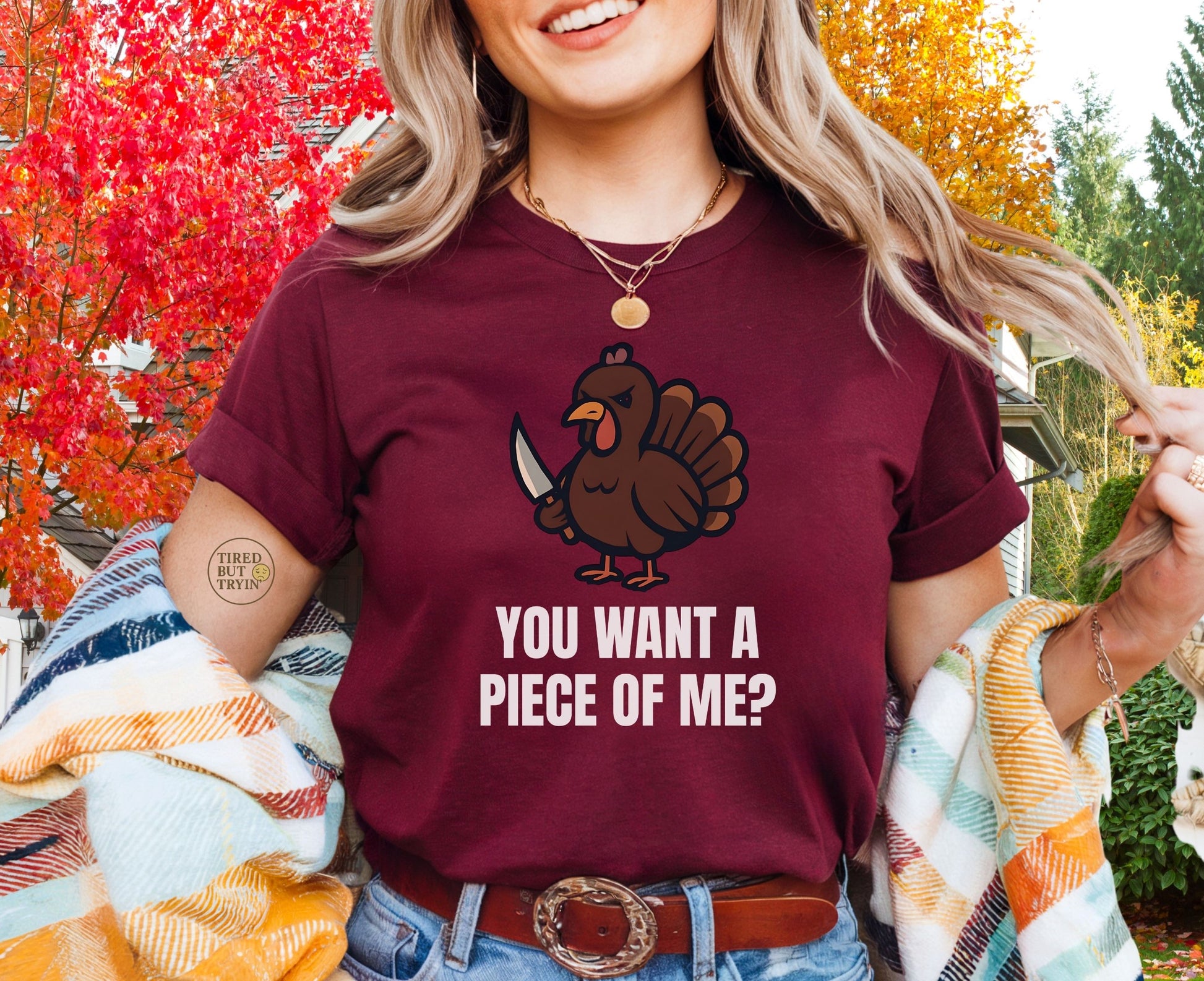 Funny Thanksgiving Turkey T-Shirt – “You Want a Piece of Me?” Unisex Graphic Tee - Sport Grey