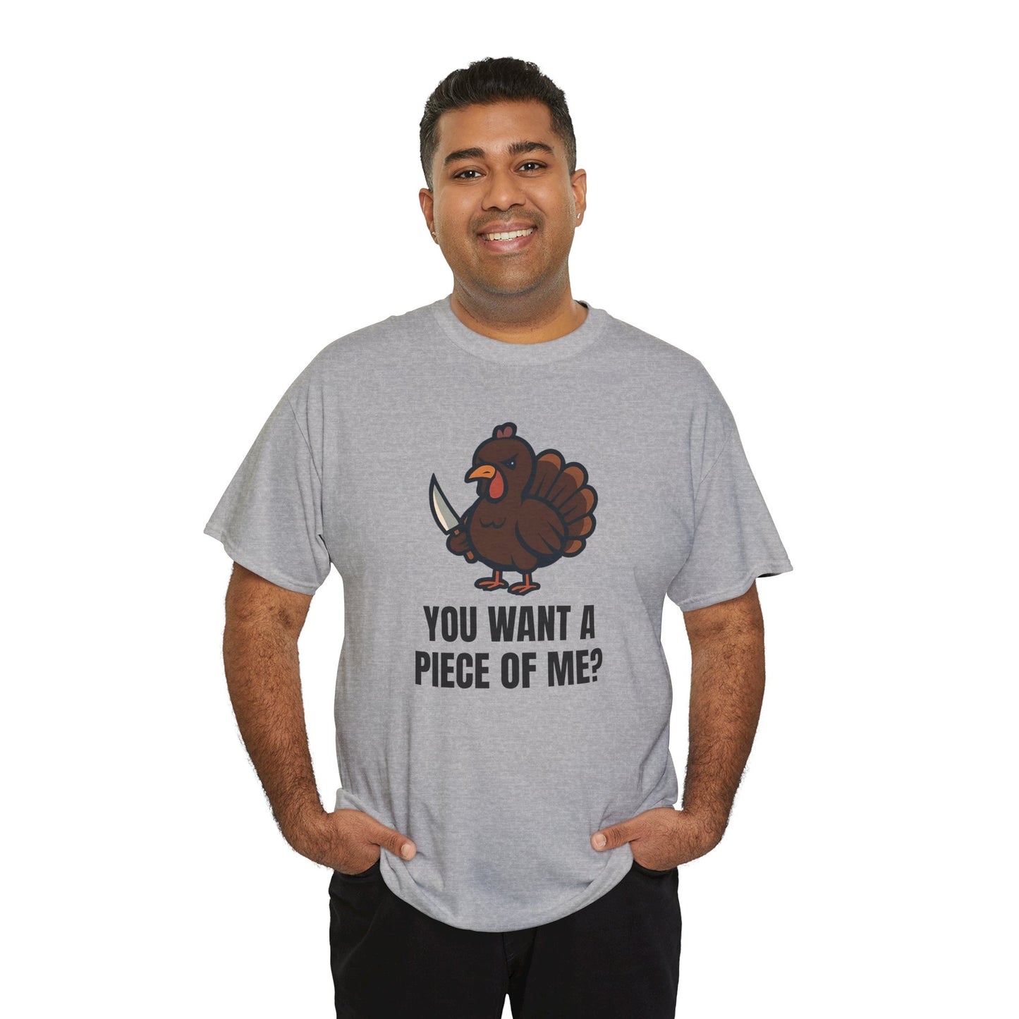 Funny Thanksgiving Turkey T-Shirt – “You Want a Piece of Me?” Unisex Graphic Tee - Sport Grey
