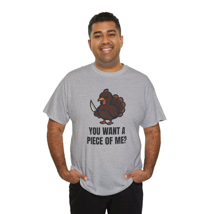 Funny Thanksgiving Turkey T-Shirt – “You Want a Piece of Me?” Unisex Graphic Tee - Sport Grey